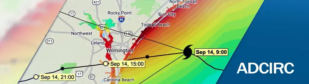 ADCIRC system showing the pattern and strength of a storm.