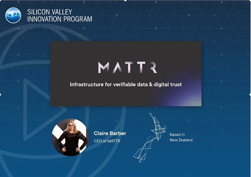 MATTR infrastructure for verifiable data and digital trust. Image of Claire Barber CEO at MATTR Based in New Zeleand
