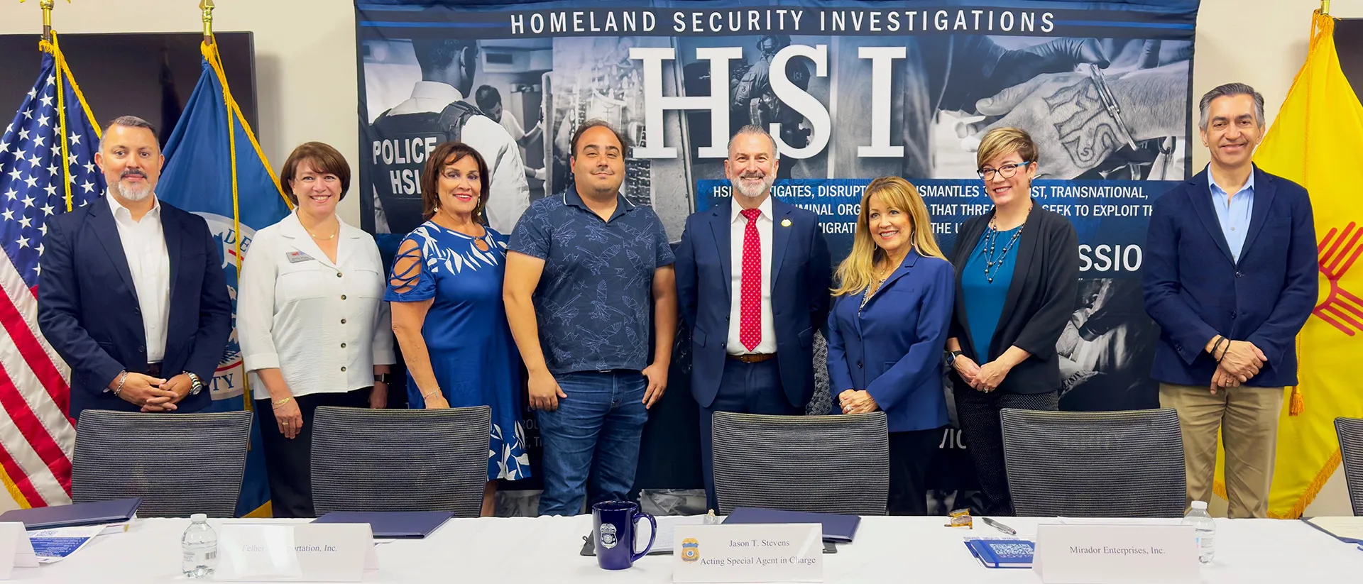 HSI El Paso Acting SAC Jason T. Stevens (4th from right) welcomed six businesses that joined the HSI IMAGE program on June 17, 2024.