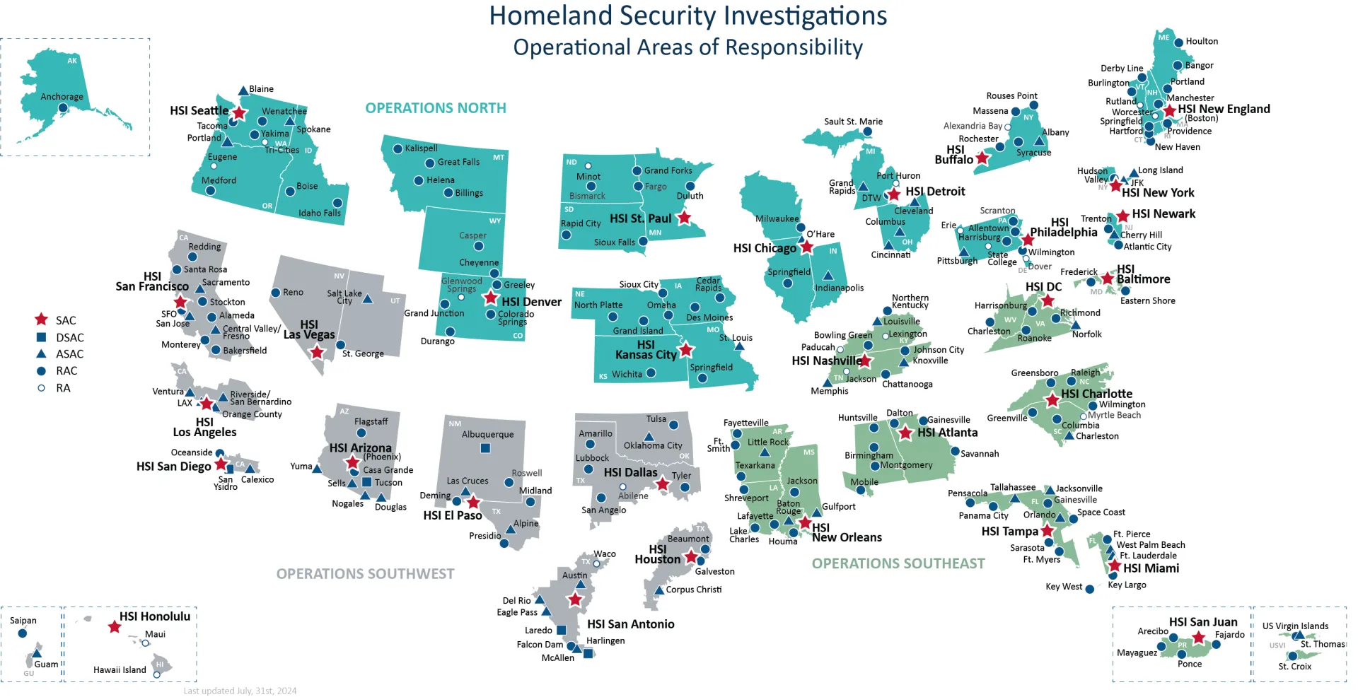 Map of HSI domestic offices