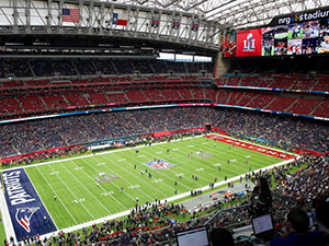 A photo of the football field at Super Bowl LI